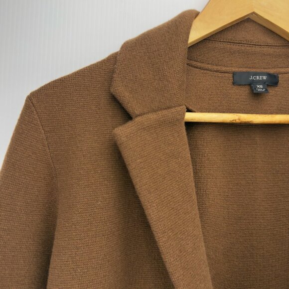 J. CREW Cecile Heritage Relaxed Fit Cotton Merino Knit Brown Sweater Blazer XS - Picture 5 of 9